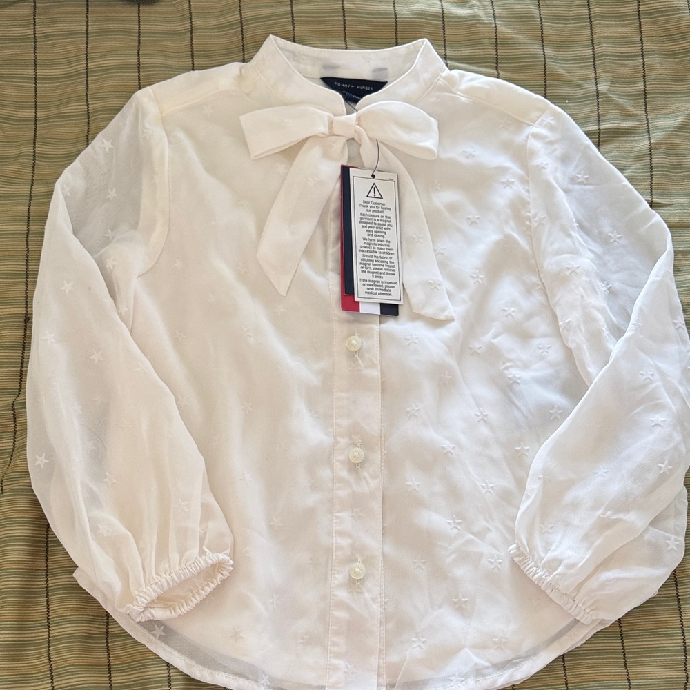 Tommy Hilfiger Off  White Bow Blouse